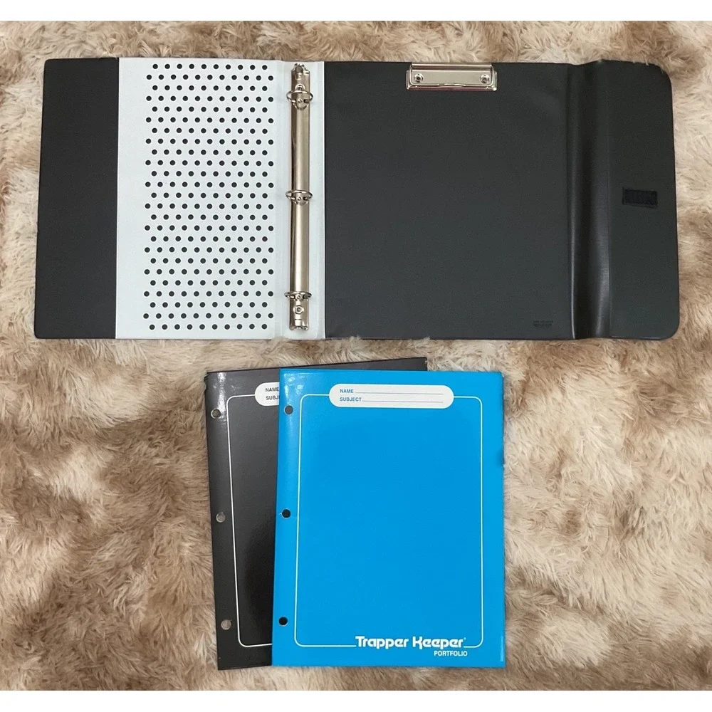 Mead Trapper Keeper Binder Retro Synthwave Geometric 3-Ring with 2 Portfolios